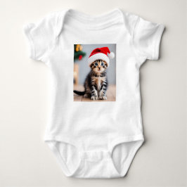 Body Para Bebê Gato de Natal com Chapéu de Pai Natal, Kitten