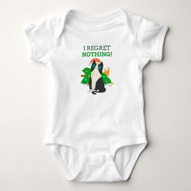 Body Para Bebê Gato de Natal rabugento (Frente)