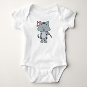Body Para Bebê Gato de Pesca e Pesca