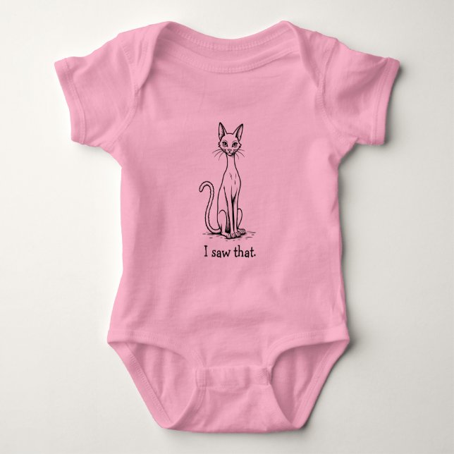 Body Para Bebê Gato Engraçado com Expressão de Desdém Eu Vi Isso (Frente)