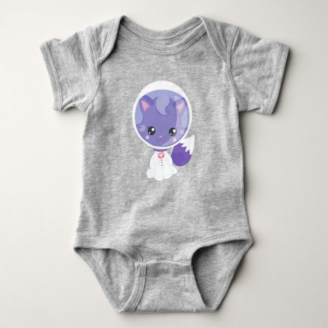 Body Para Bebê Gato Espacial, Gato Bonito, Astronauta, Cosmonauta (Frente)