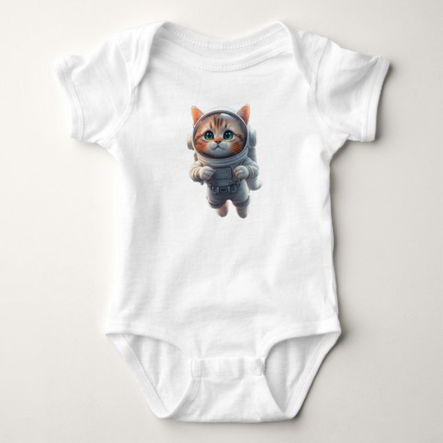 Body Para Bebê gato explorador espacial fofo  (Frente)