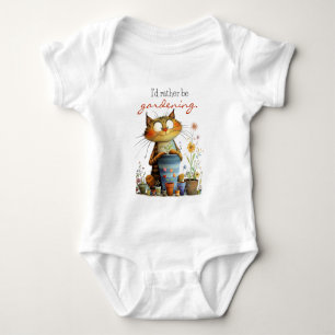 Body Para Bebê Gato Fofo Caprichoso "Eu Preferiria Estar Jardinei