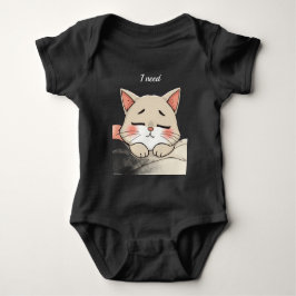 Body Para Bebê Gato Fofo Dormindo Preciso de uma Soneca Arte Kawa