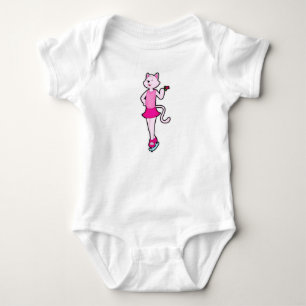 Body Para Bebê Gato na patinação de gelo com Flor