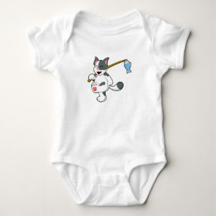 Body Para Bebê Gato na pesca com vara de pesca