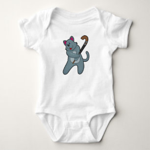 Body Para Bebê Gato no Hockey com Taco de Hóquei