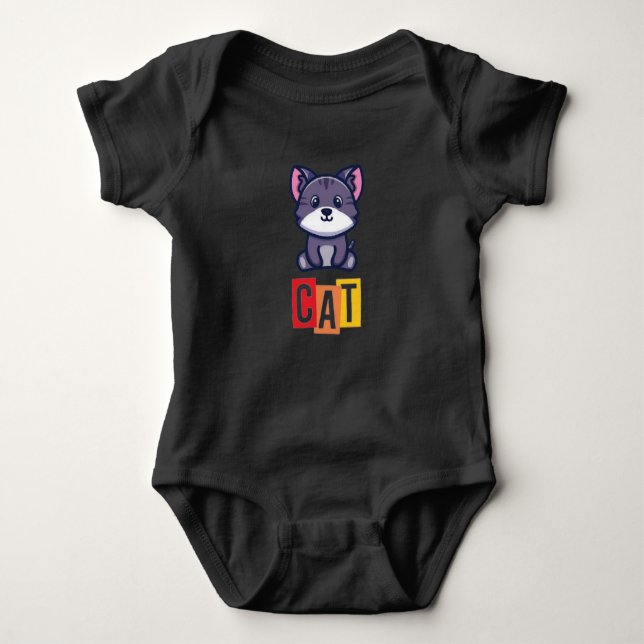 Body Para Bebê Gato preto (Frente)