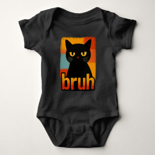 Body Para Bebê Gato Preto Bruh Engraçado Retro Vintage Meme