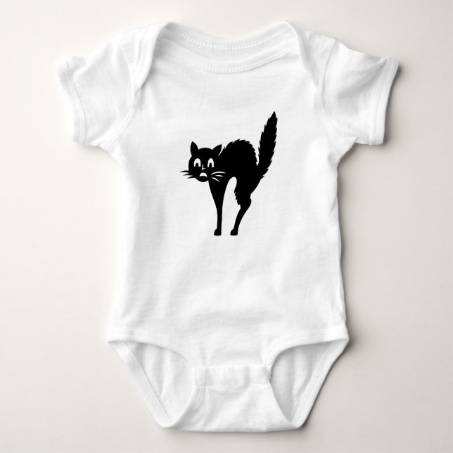Body Para Bebê Gato preto de Halloween assusta roupa engraçada (Frente)