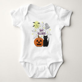 Body Para Bebê Gato Preto e Abóbora Não Assustam Halloween