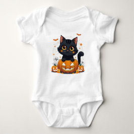Body Para Bebê Gato Preto e Bonito de Halloween Kawaii
