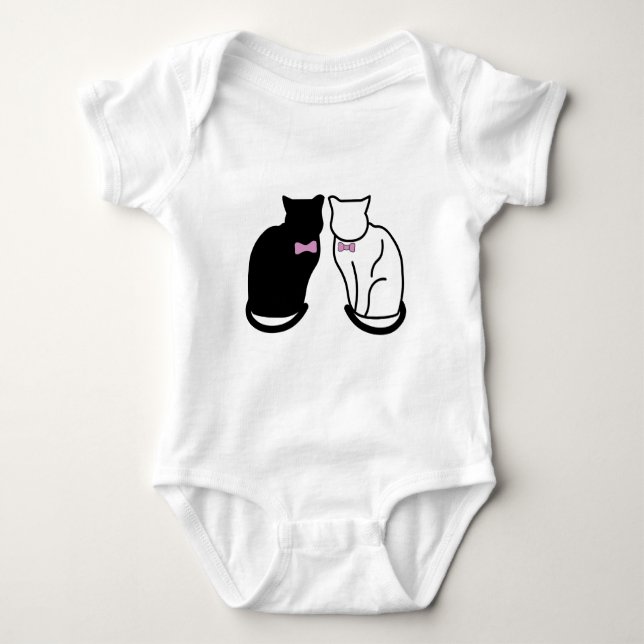 Body Para Bebê Gato Preto e Branco (Frente)