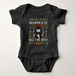 Body Para Bebê Gato preto Namaste todo o Natal feio da maneira