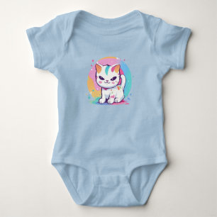 Body Para Bebê Gato Reproduzível com Pontos Coloridos