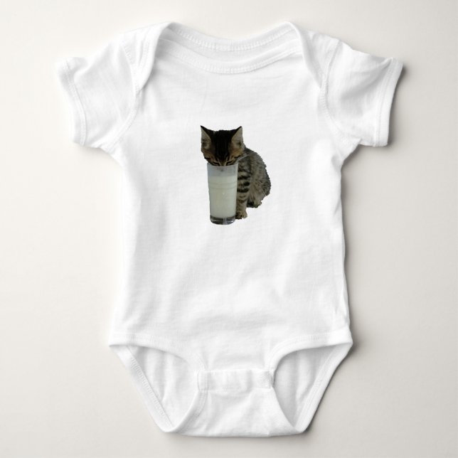 Body Para Bebê Gato Roubando Leite De Um Copo (Frente)