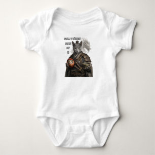 Body Para Bebê Gato Samurai Azul Russo