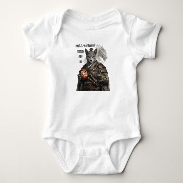 Body Para Bebê Gato Samurai Azul Russo (Frente)