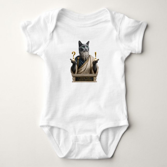 Body Para Bebê Gato Socrates Azul Russo (Frente)