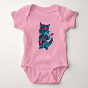 Body Para Bebê Gato Turquesa Fofo