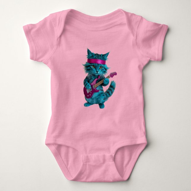 Body Para Bebê Gato Turquesa Fofo  (Frente)
