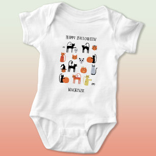 Body Para Bebê Gatos de Halloween Personalizados