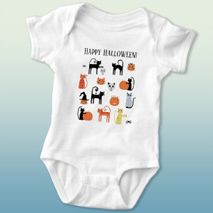 Body Para Bebê Gatos do Dia das Bruxas Cute Spooky