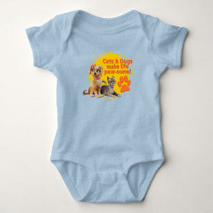 Body Para Bebê Gatos e Cachorros Fazem Vida Paw-some!