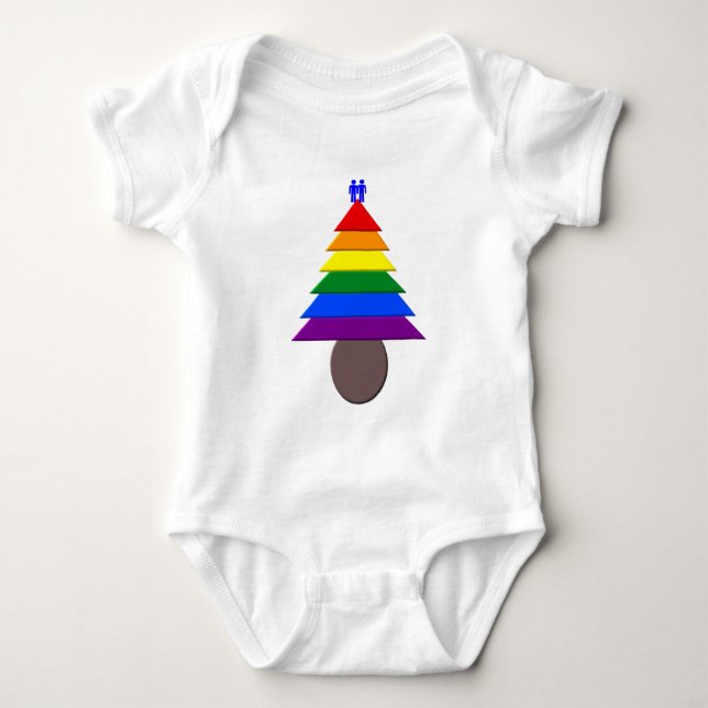 Body Para Bebê Gay Arco-Íris Árvore de Natal Bebê Roupa (Frente)