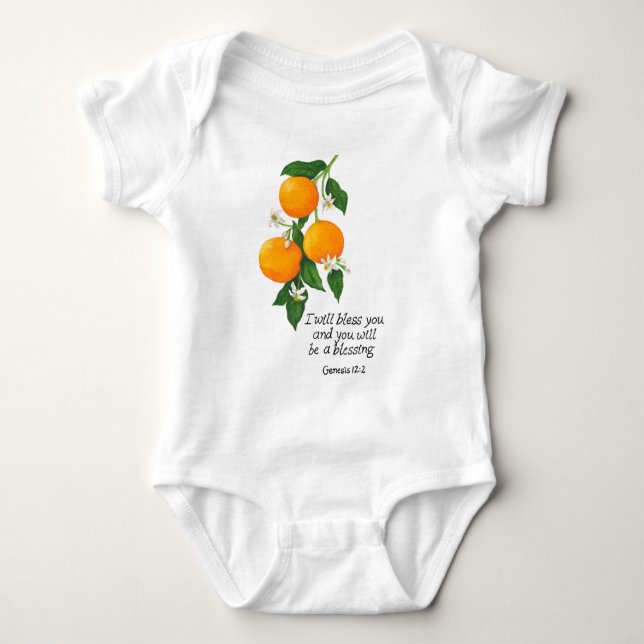 Body Para Bebê Gênesis da Fruta laranja 12:2 (Frente)