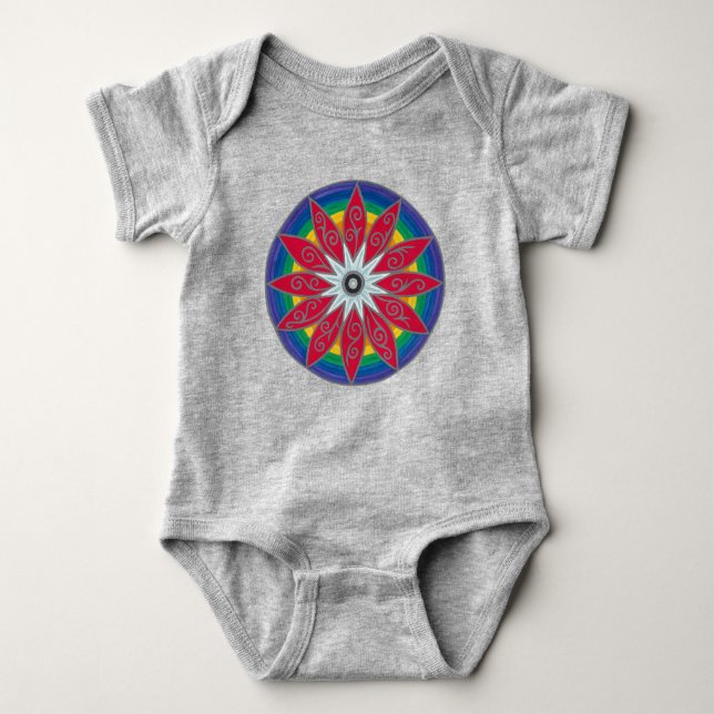 Body Para Bebê Geometric flower piñata mandala  (Frente)