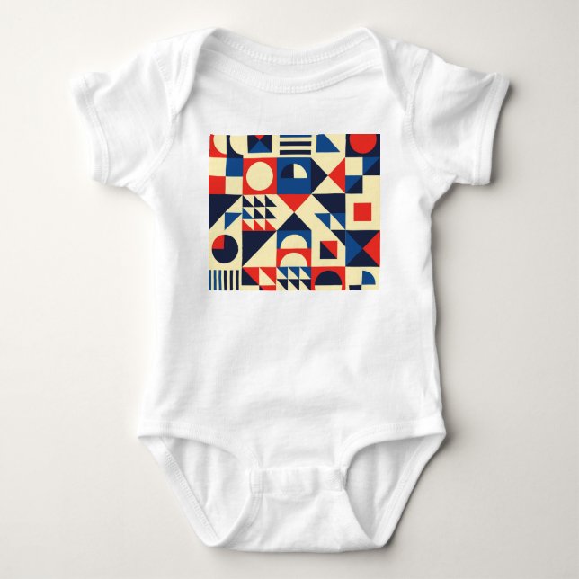 Body Para Bebê Geométrico do século médio: Padrão Retroativo Funk (Frente)