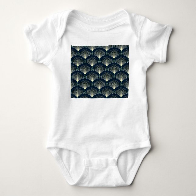 Body Para Bebê Geométrico Elegante: Deco de Arte Azul. (Frente)