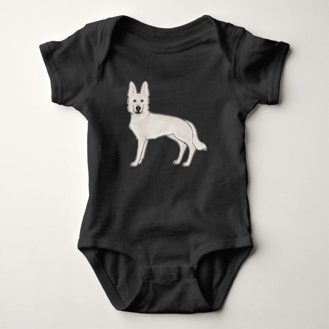 Body Para Bebê German shepherd branco suíço - Cão alsaciano (Frente)