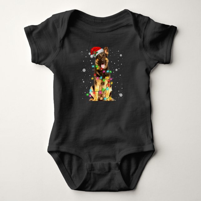Body Para Bebê German shepherd Cão Árvore Natal Doce Xmas Do (Frente)