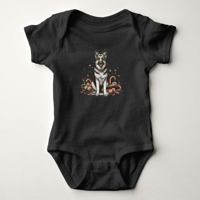 Body Para Bebê German shepherd de Natal (Frente)