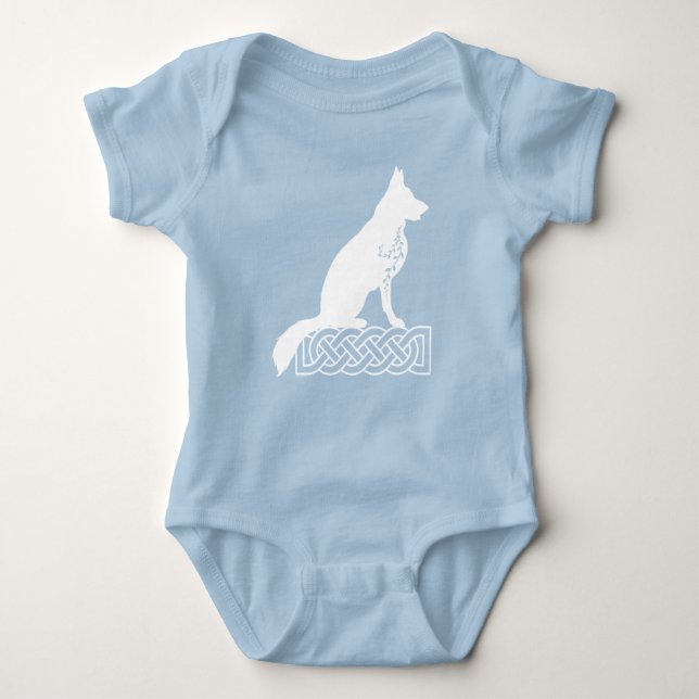Body Para Bebê German shepherd Loki Sailor's Knot White (Frente)