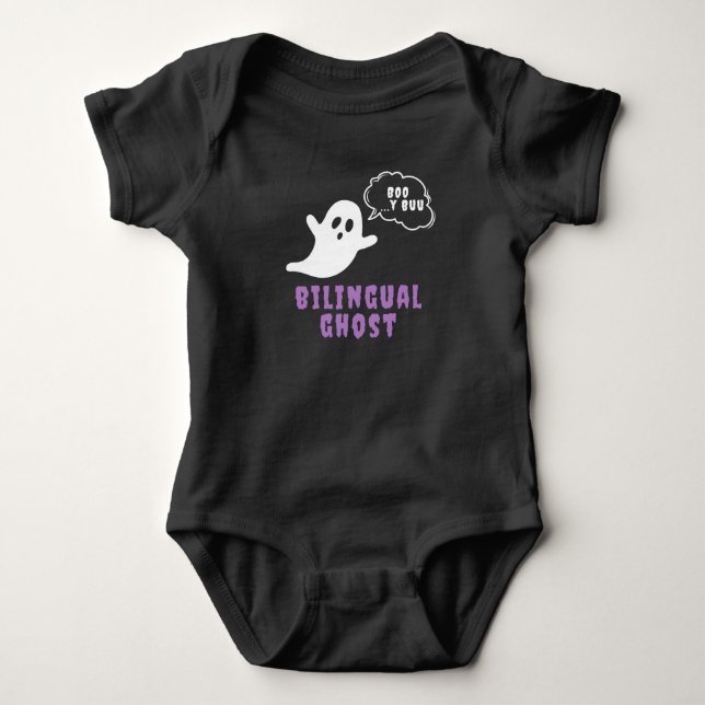Body Para Bebê Ghost Boo Buu Bilíngue (Frente)