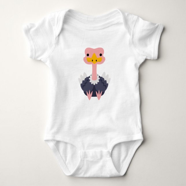 Body Para Bebê Gift de Ostrich de Cartoon Bonito (Frente)