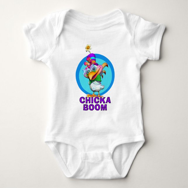 Body Para Bebê GiggleBellies Chickaboom a galinha (Frente)
