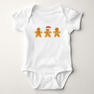 Body Para Bebê Gingerbread Men Santa Hat
