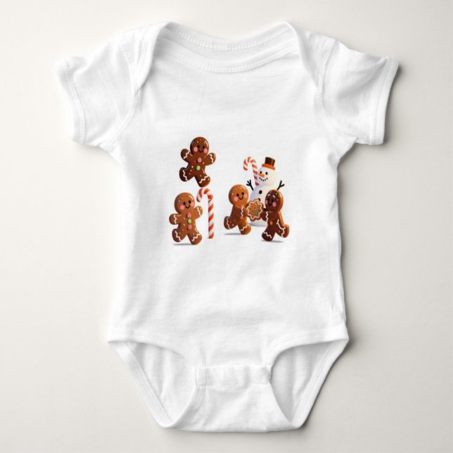 Body Para Bebê Gingerbread Snowman Baby Bodysuit (Frente)