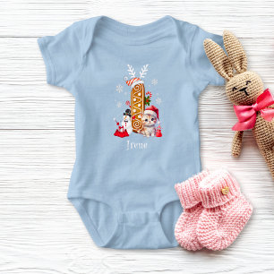 Body Para Bebê Gingerpão de Natal - Letra I Girl