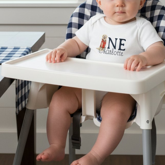 Body Para Bebê Gingham Wild One Ouro Retriever primeiro aniversar (Celebrate your wild one’s special day with this Gingham Wild One Golden Retriever 1st Birthday!)