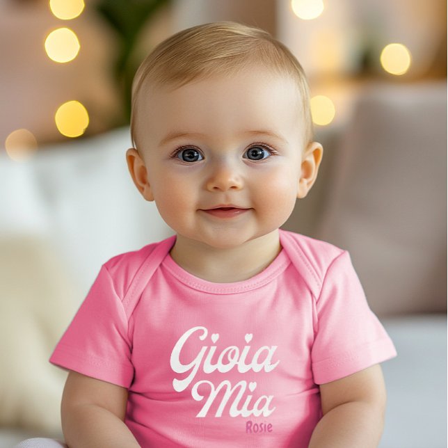 Body Para Bebê Gioia Mia Baby Bodycase (Baby bodysuit with “Gioia Mia,” customizable with baby’s name, celebrating Italian heritage and love)
