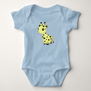 Body Para Bebê Girafa Animal Amor Coração Fofo Amarelo