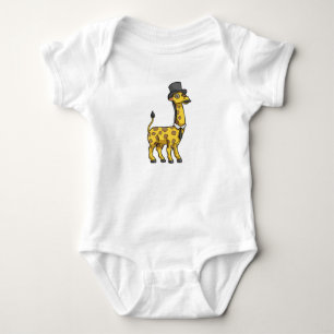 Body Para Bebê Girafa como Cavalheiro com Chapéu, Gravata e Bigod