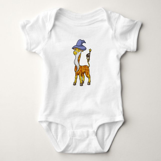 Body Para Bebê Girafa como Feiticeiro com Wand & Hat mágico (Frente)