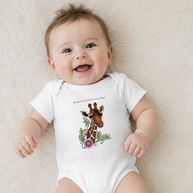 Body Para Bebê Girafa Flores Amarelas Fofo Vida Selvagem (Criador carregado)