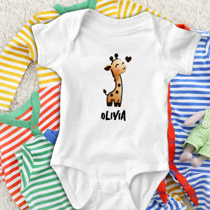Body Para Bebê Girafa Personalizada Fofa e Esbelta